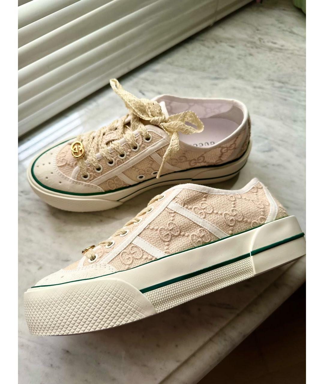 GUCCI Бежевые текстильные кеды, фото 7