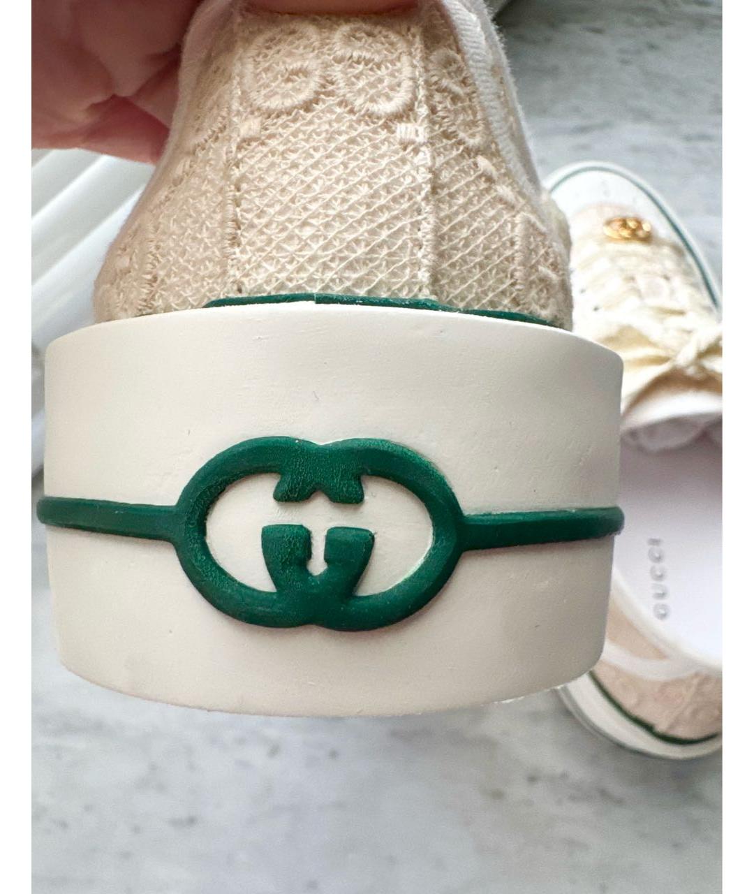 GUCCI Бежевые текстильные кеды, фото 6