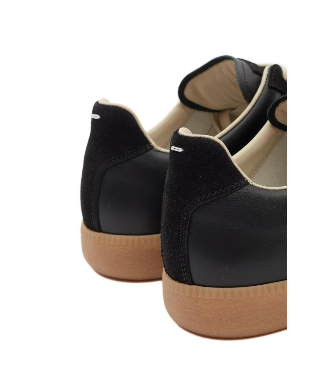 MAISON MARGIELA Черные кожаные низкие кроссовки / кеды, фото 5