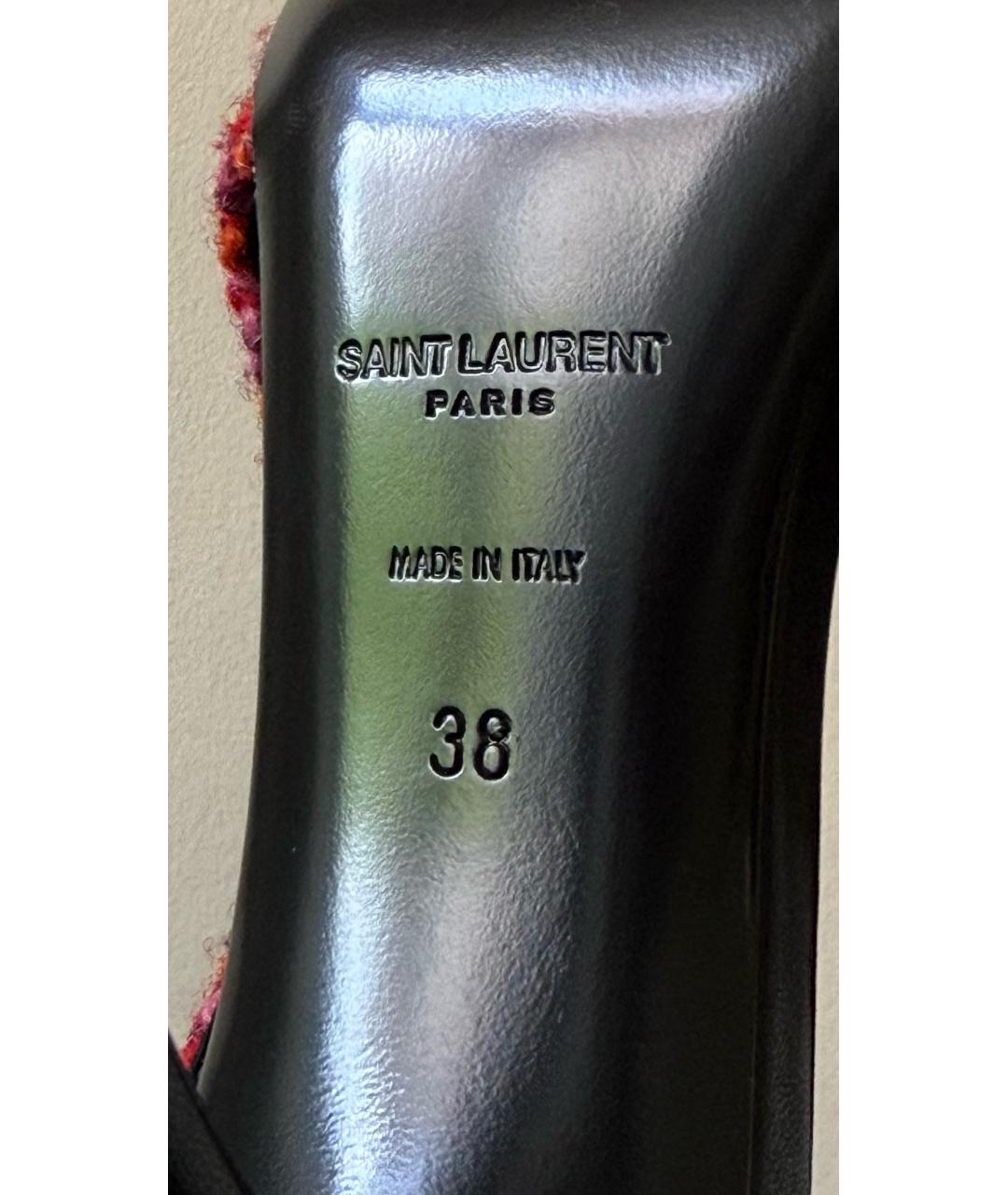 SAINT LAURENT Фуксия текстильные туфли, фото 8