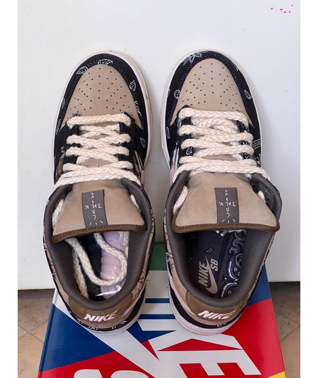 NIKE Бежевые нубуковые низкие кроссовки / кеды, фото 3