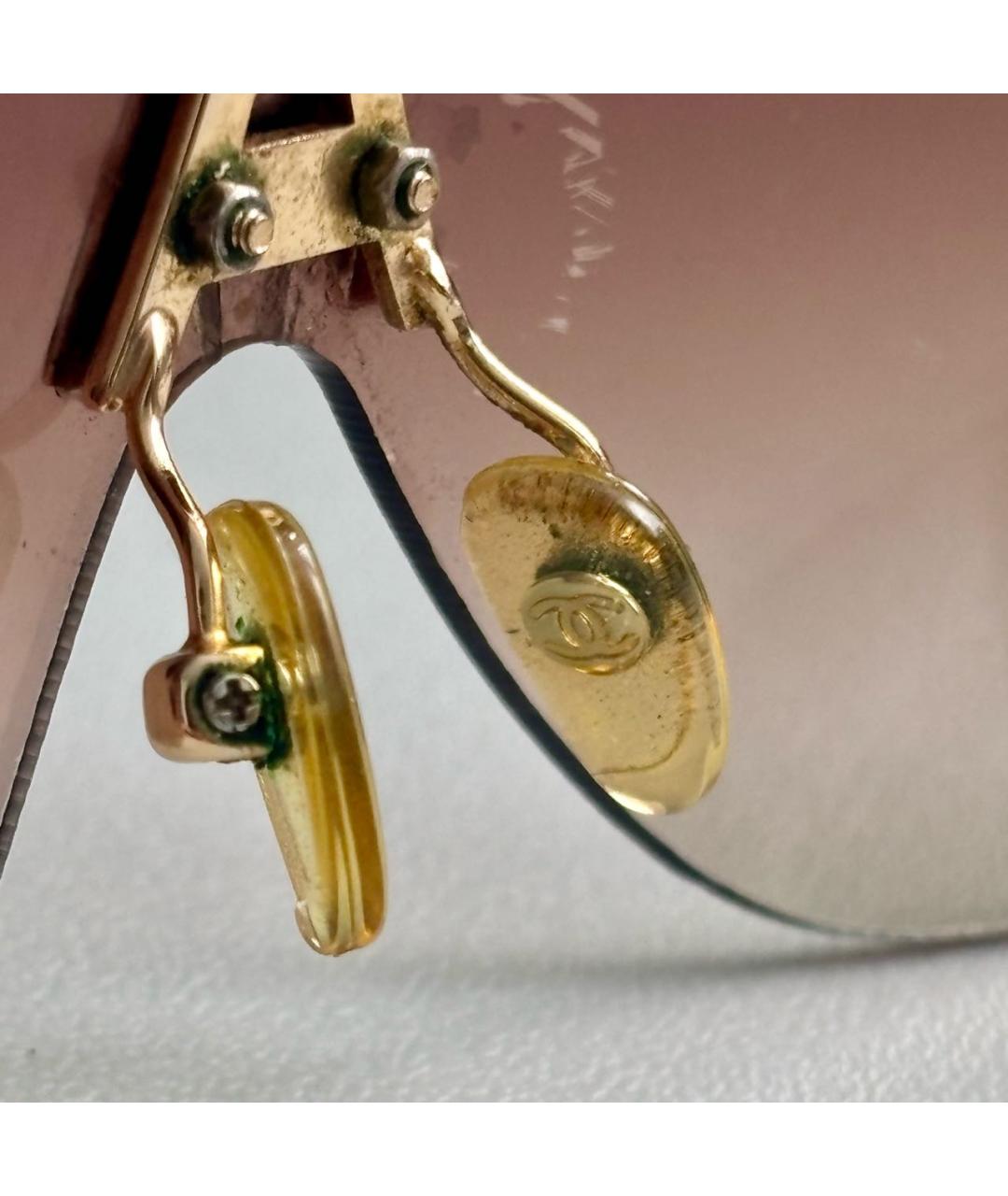 CHANEL Коралловые металлические солнцезащитные очки, фото 3