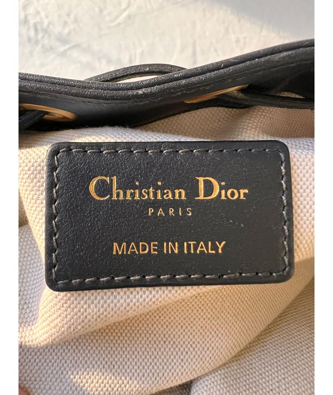 CHRISTIAN DIOR Темно-синяя жаккардовая сумка тоут, фото 7