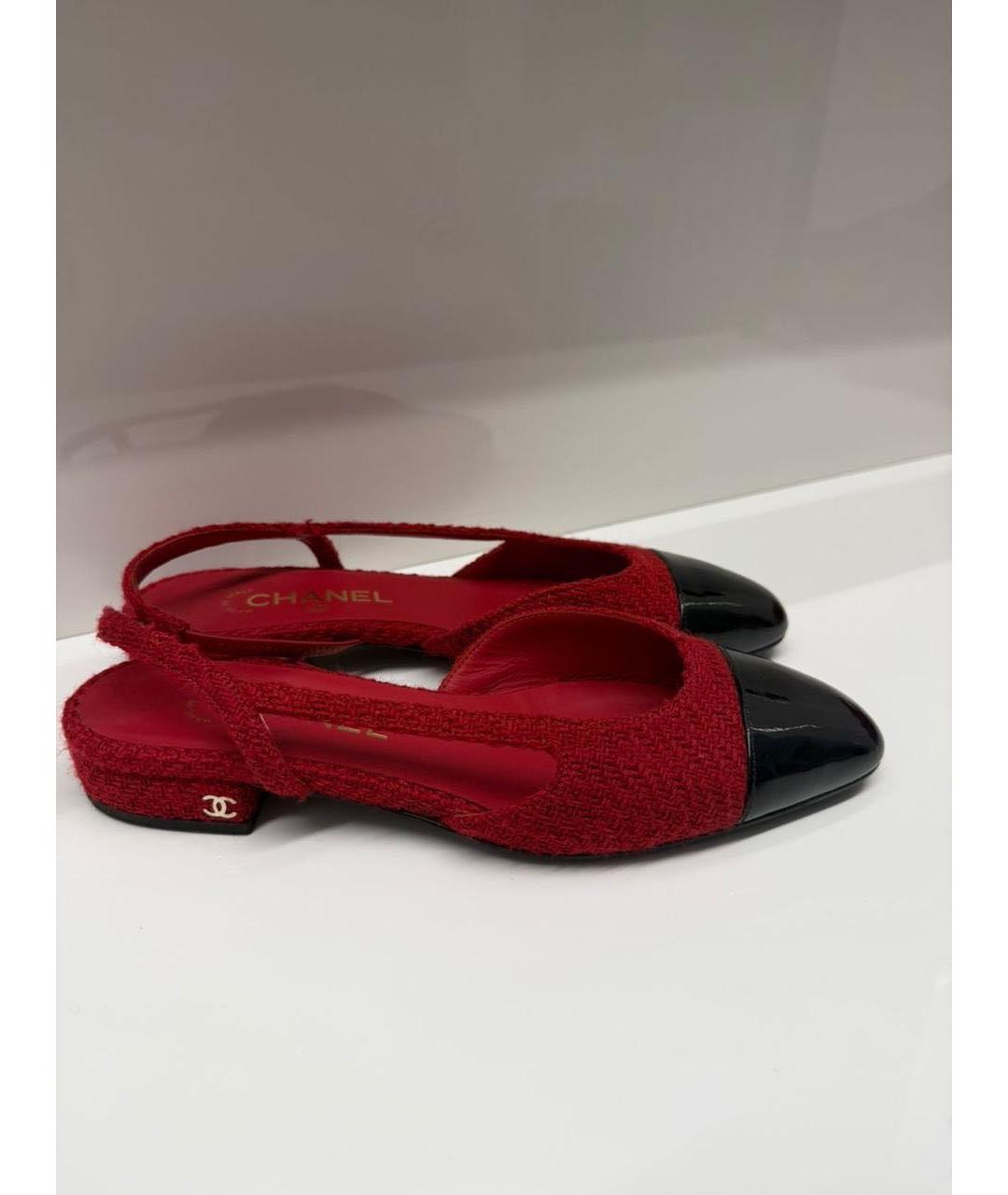 CHANEL Красные текстильные туфли, фото 3