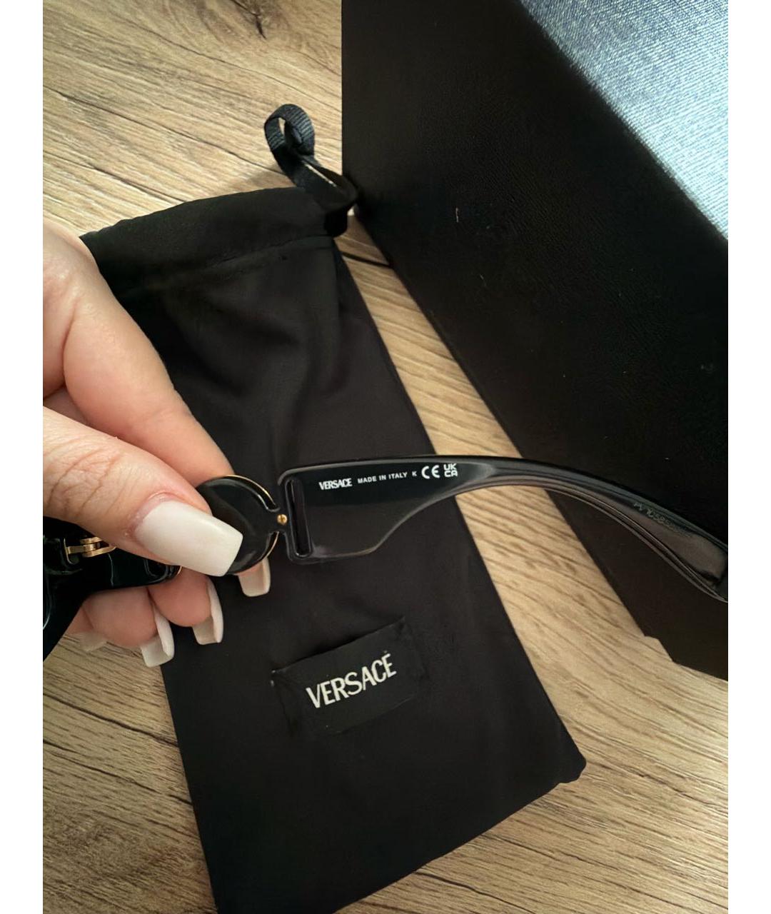 VERSACE Черные пластиковые солнцезащитные очки, фото 5