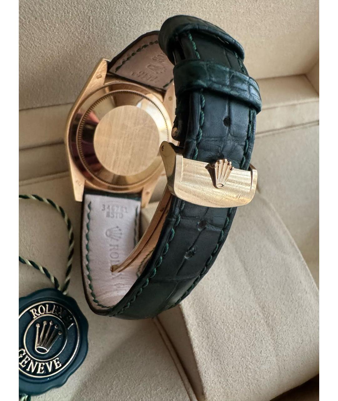 ROLEX Зеленые часы из желтого золота, фото 7