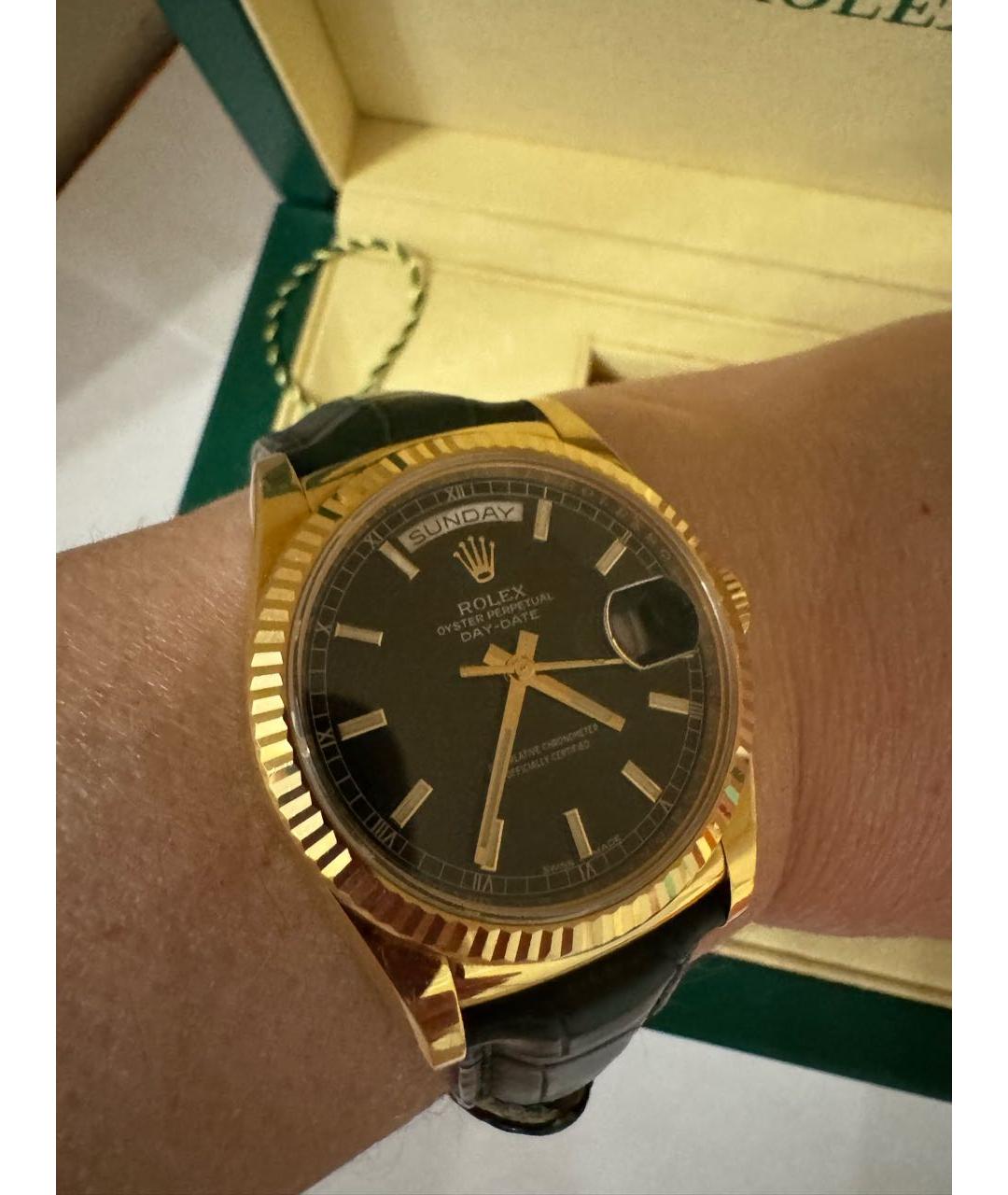ROLEX Зеленые часы из желтого золота, фото 6