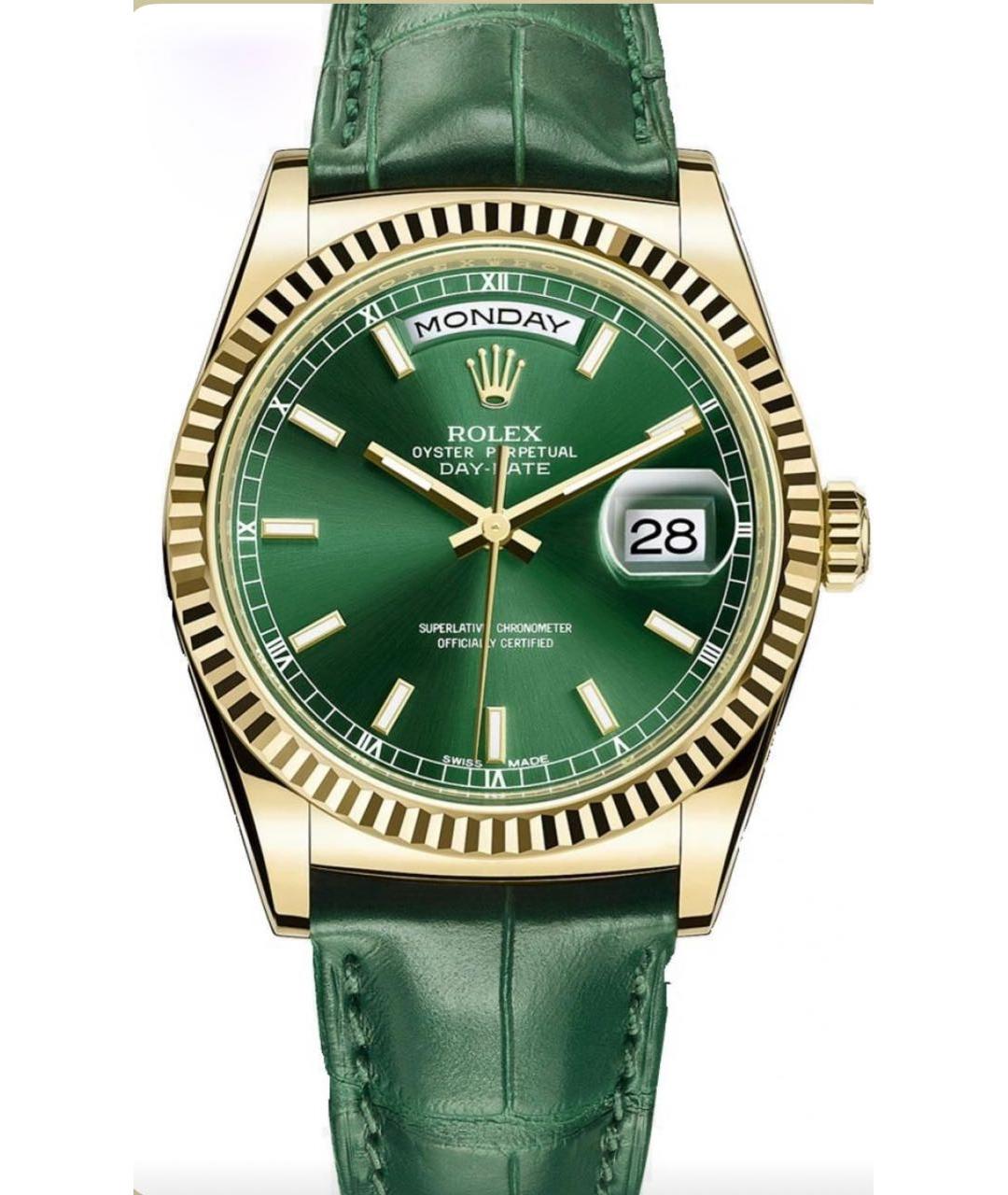 ROLEX Зеленые часы из желтого золота, фото 1