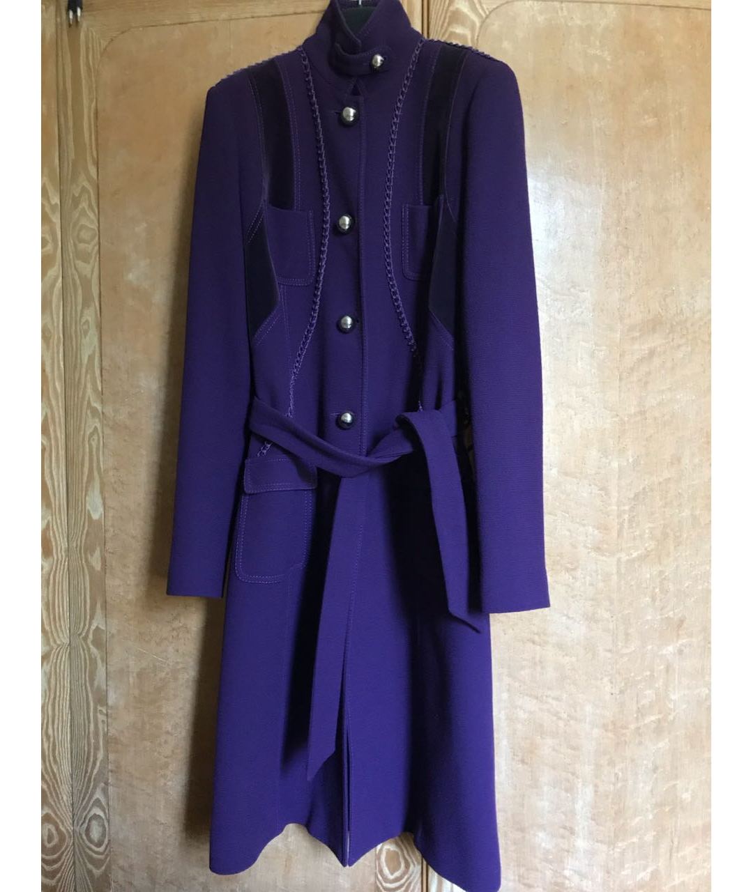 ROBERTO CAVALLI Фиолетовое креповое пальто, фото 5
