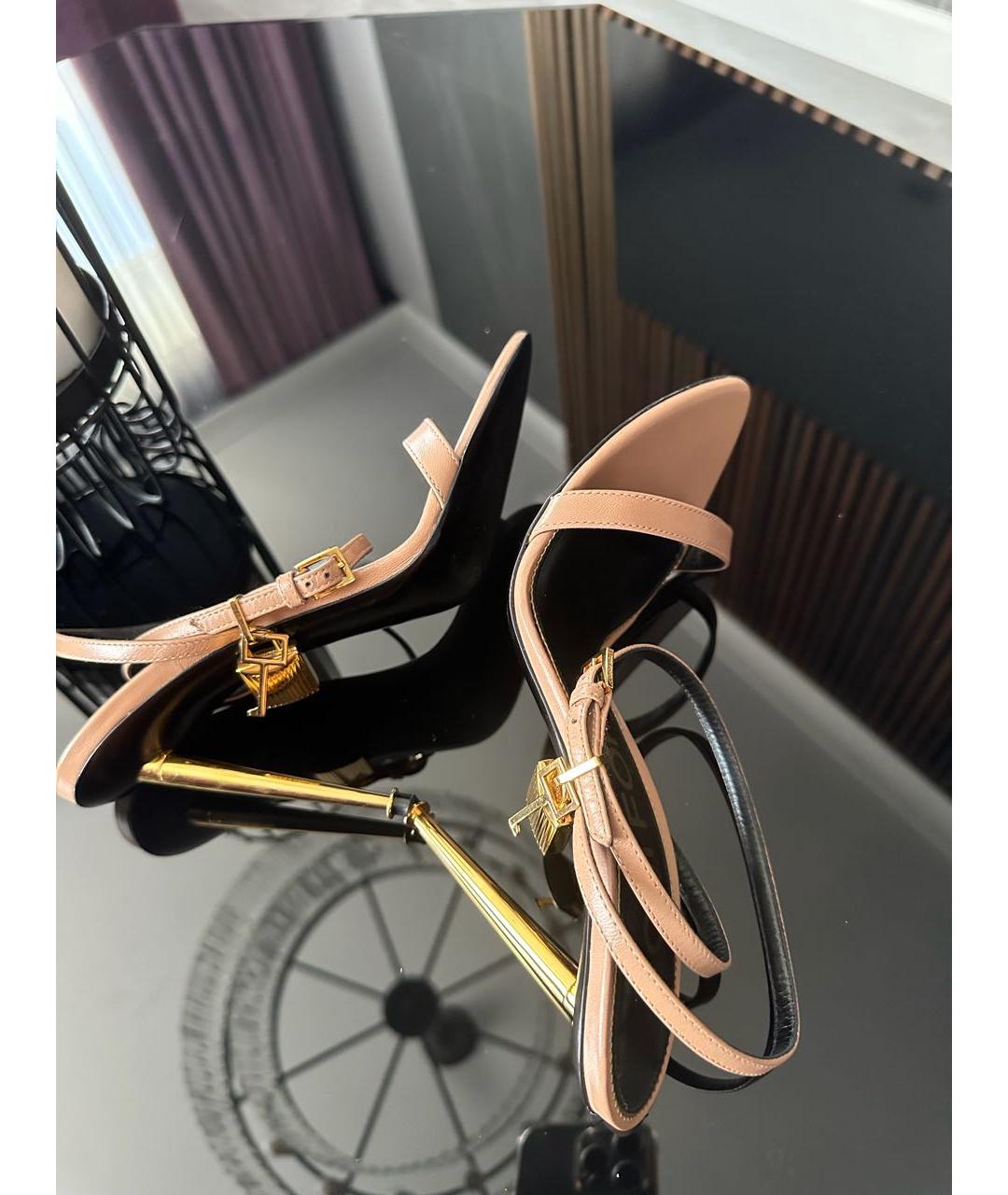 TOM FORD Бежевые кожаные босоножки, фото 4