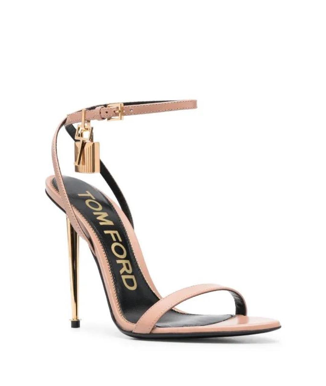 TOM FORD Бежевые кожаные босоножки, фото 2