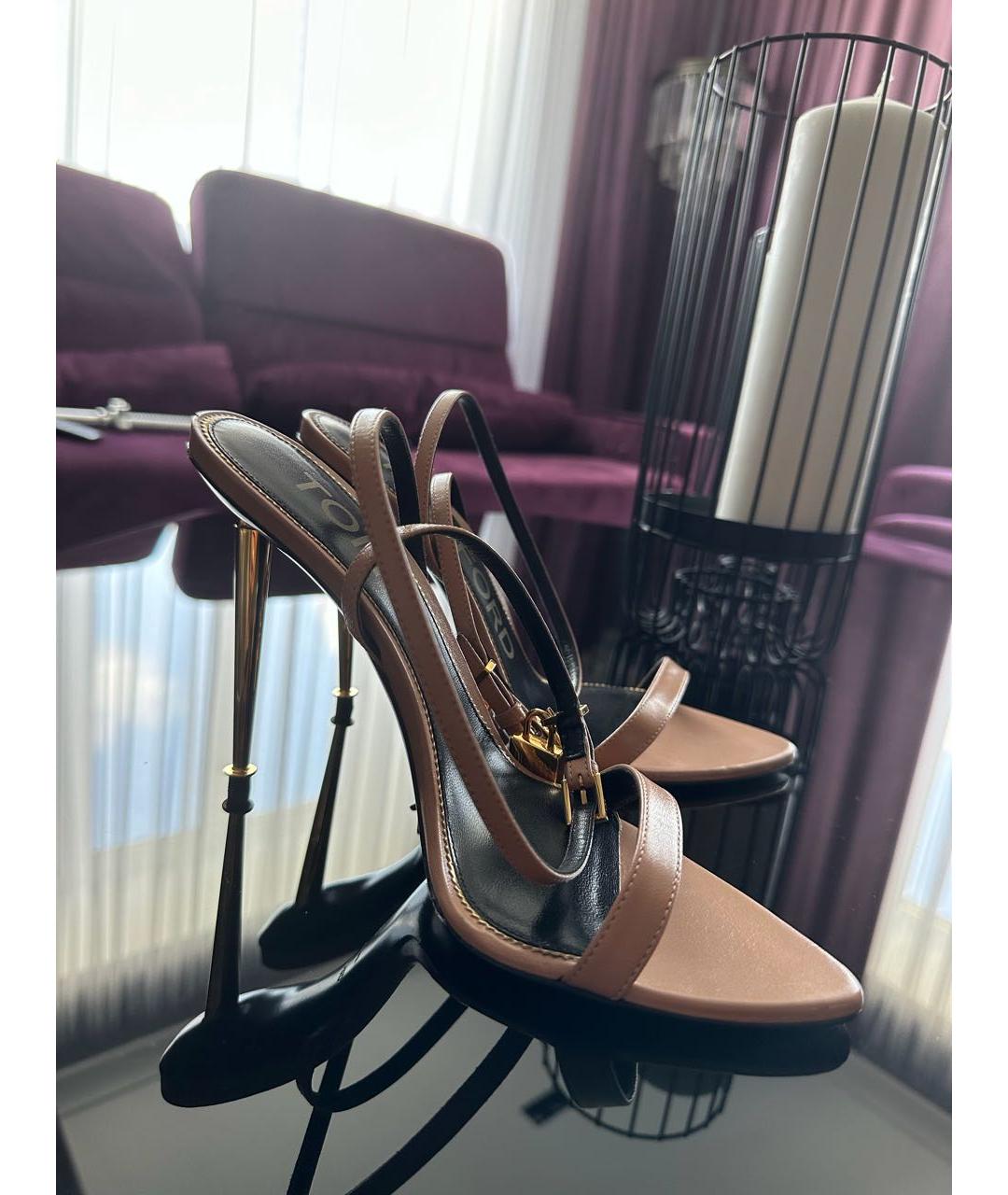 TOM FORD Бежевые кожаные босоножки, фото 3