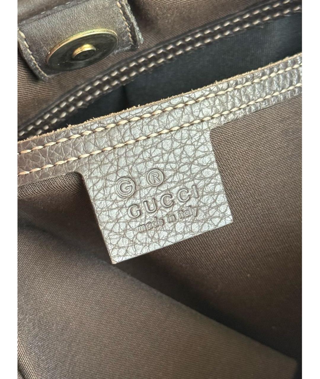 GUCCI Коричневая сумка тоут из лакированной кожи, фото 4