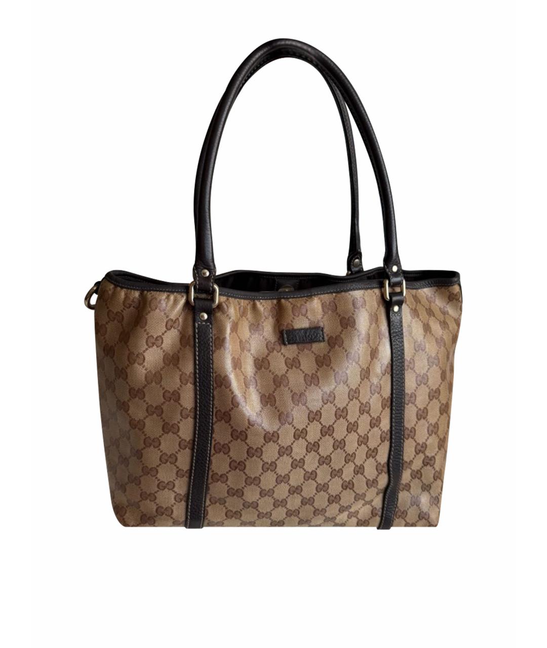 GUCCI Коричневая сумка тоут из лакированной кожи, фото 1