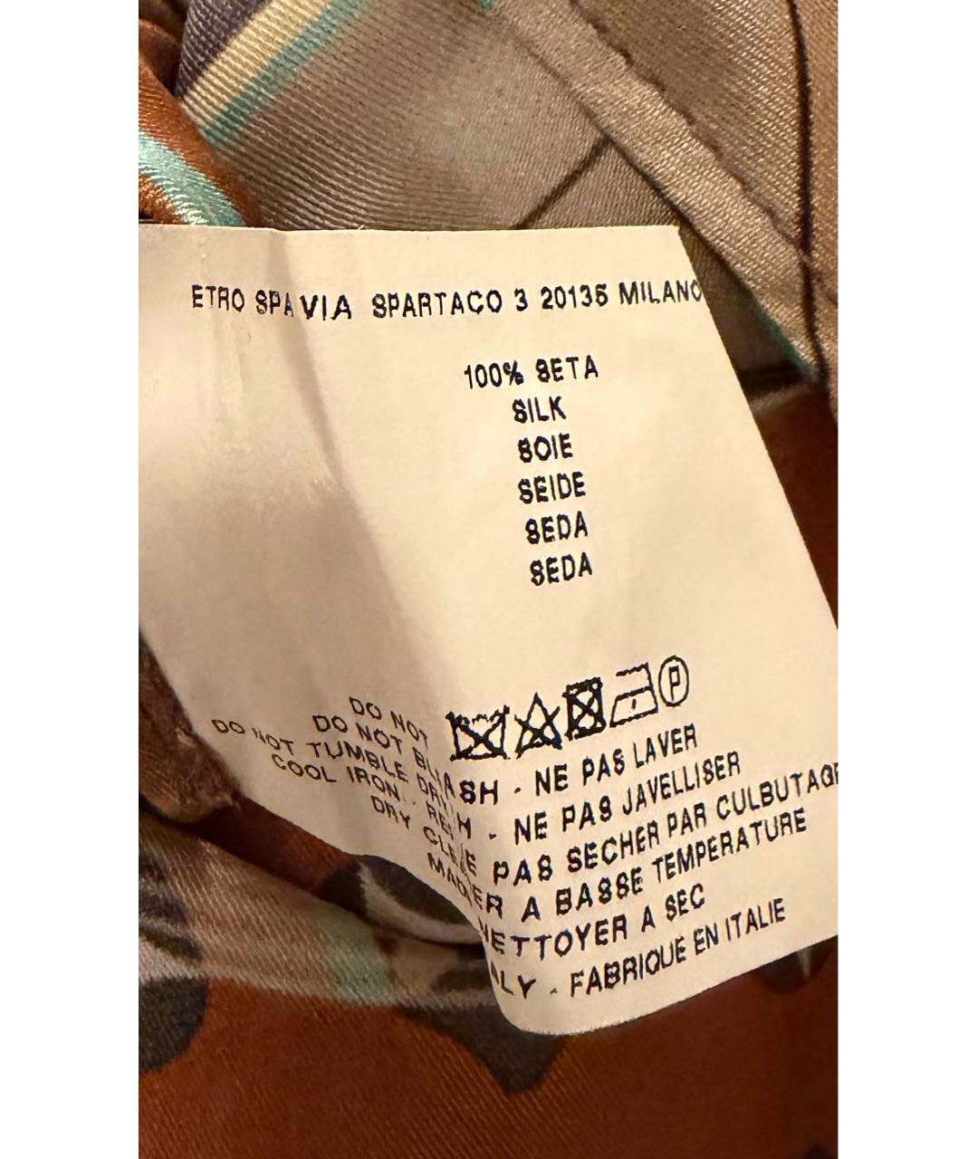 ETRO Коричневое шелковое повседневное платье, фото 5