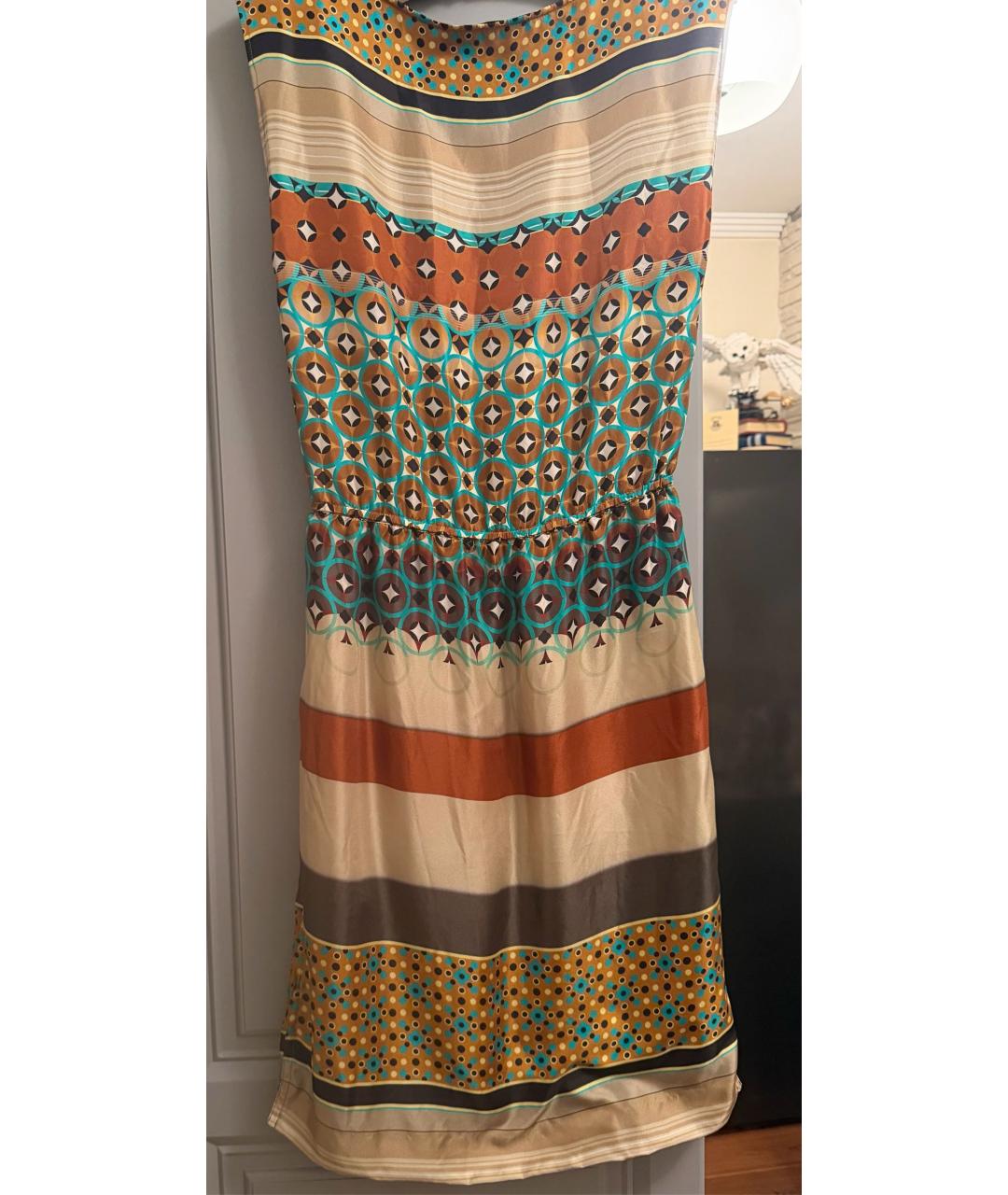 ETRO Коричневое шелковое повседневное платье, фото 2