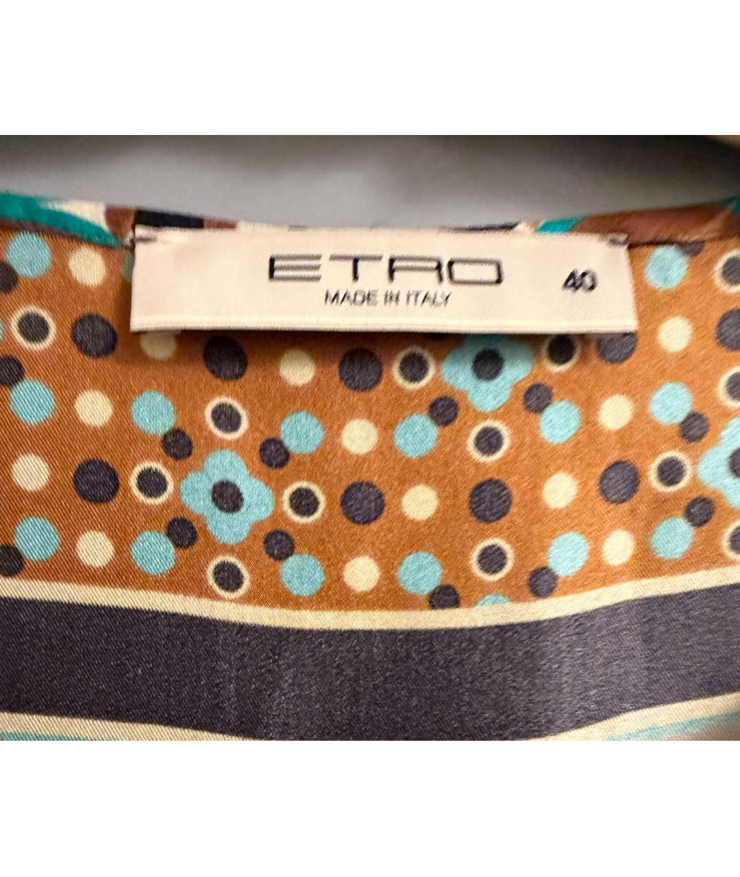 ETRO Коричневое шелковое повседневное платье, фото 3