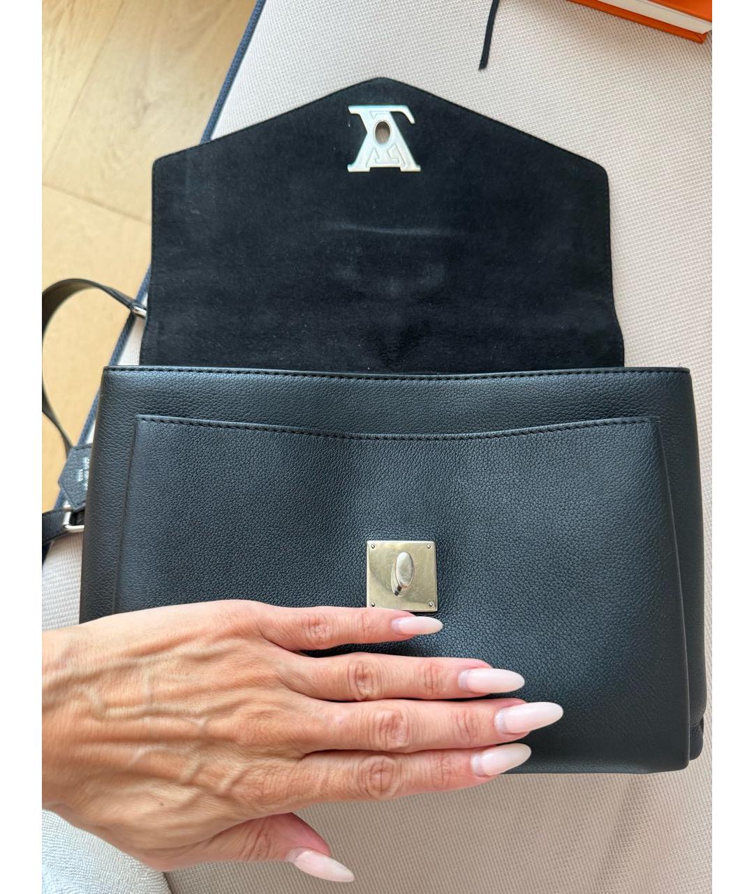 LOUIS VUITTON Черная кожаная сумка через плечо, фото 3