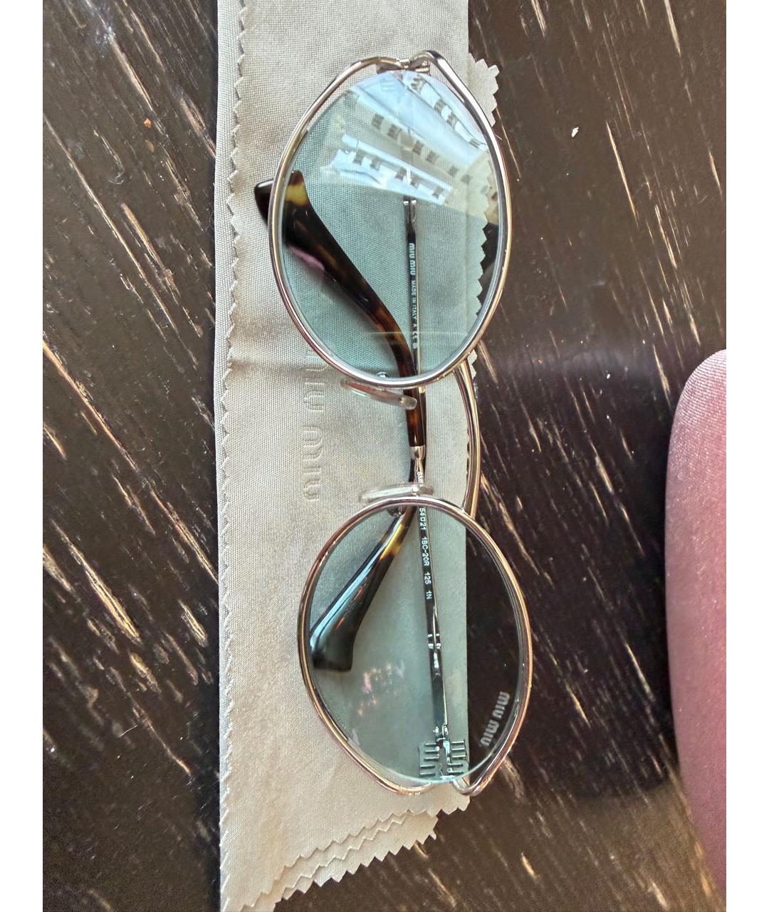 MIU MIU Голубые металлические солнцезащитные очки, фото 5