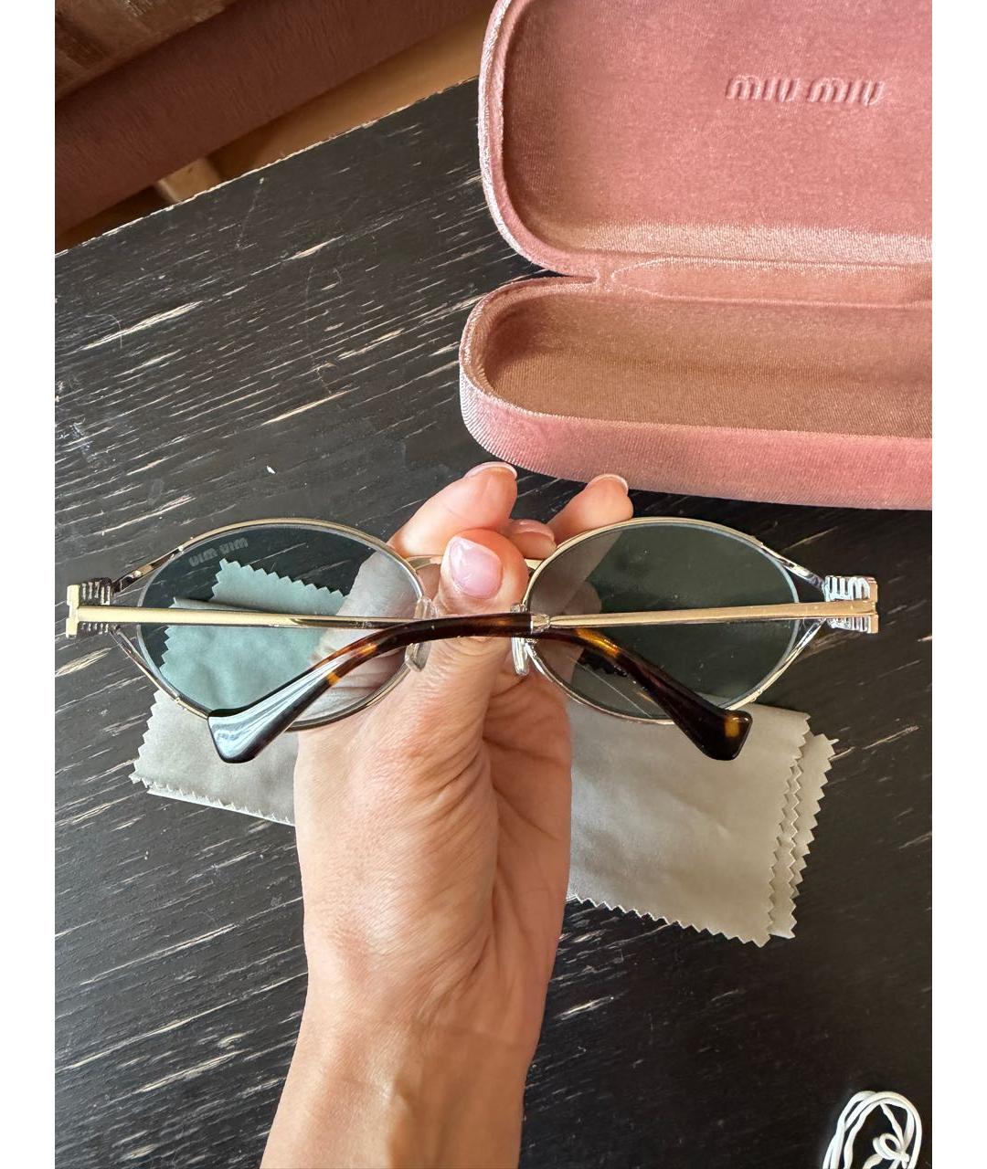 MIU MIU Голубые металлические солнцезащитные очки, фото 6