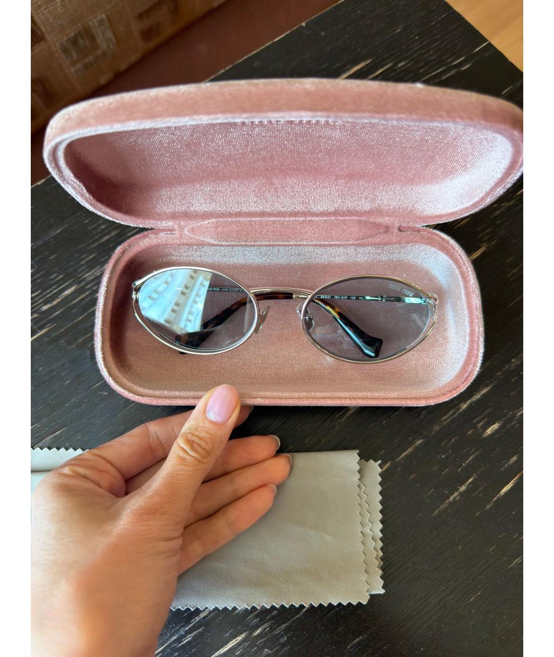MIU MIU Голубые металлические солнцезащитные очки, фото 8