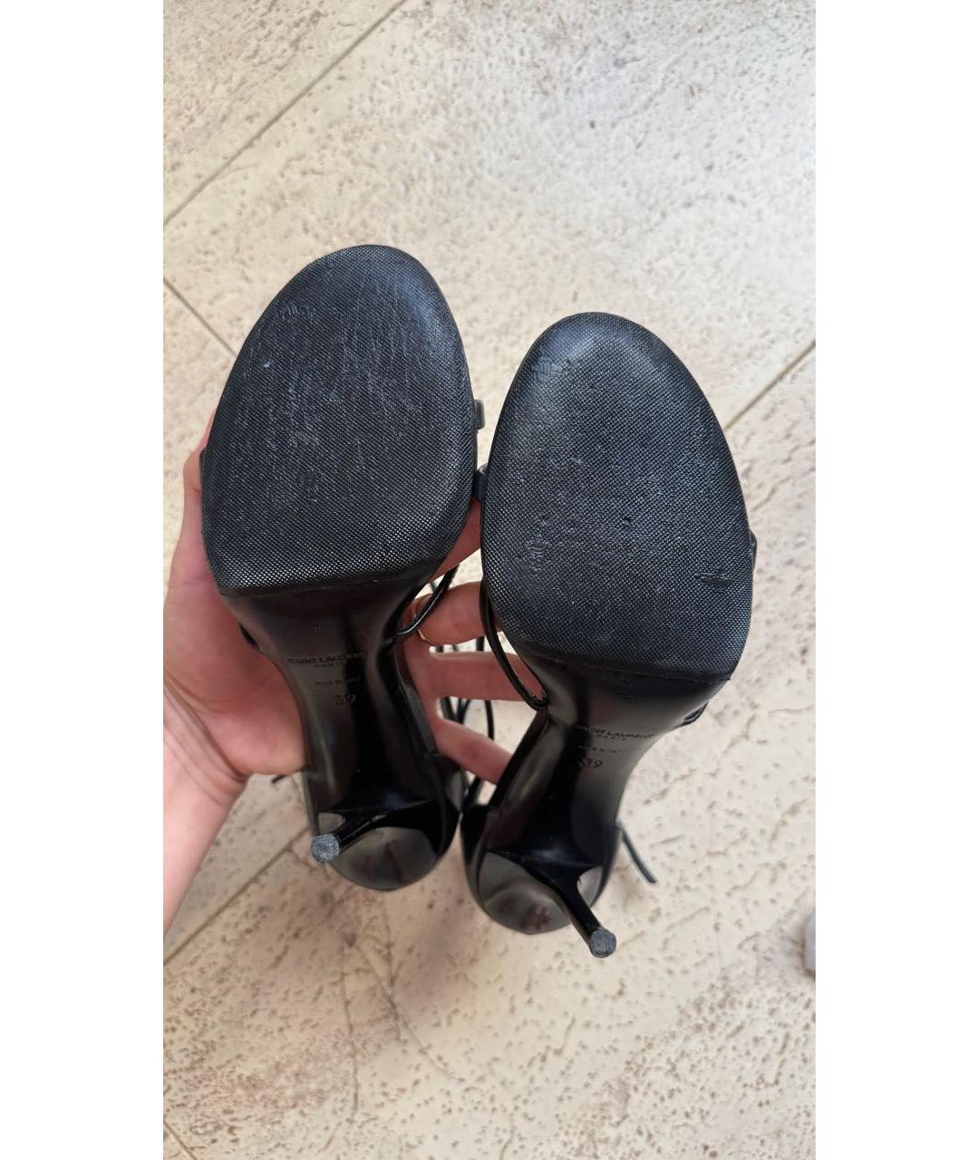 SAINT LAURENT Черные кожаные босоножки, фото 6