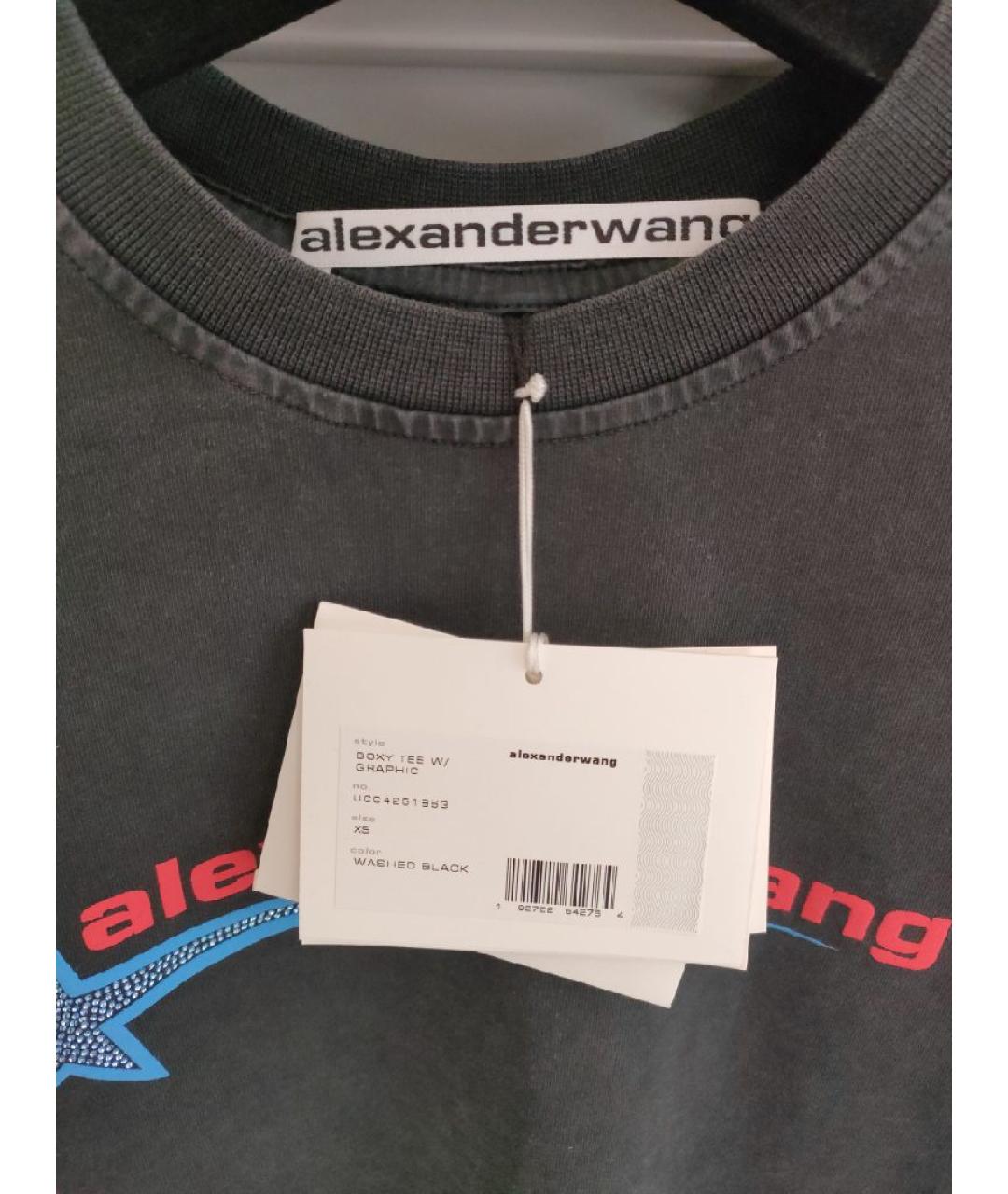 ALEXANDER WANG Черная хлопковая футболка, фото 3