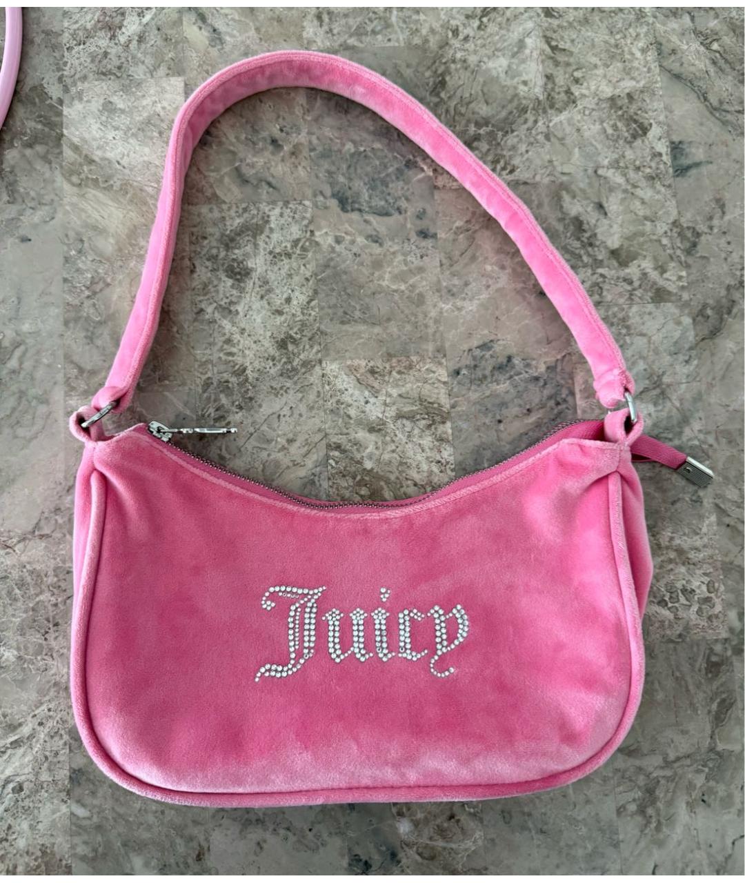 JUICY COUTURE Розовая бархатная сумка через плечо, фото 6
