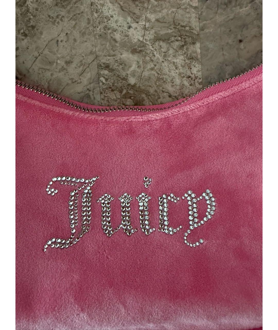JUICY COUTURE Розовая бархатная сумка через плечо, фото 3