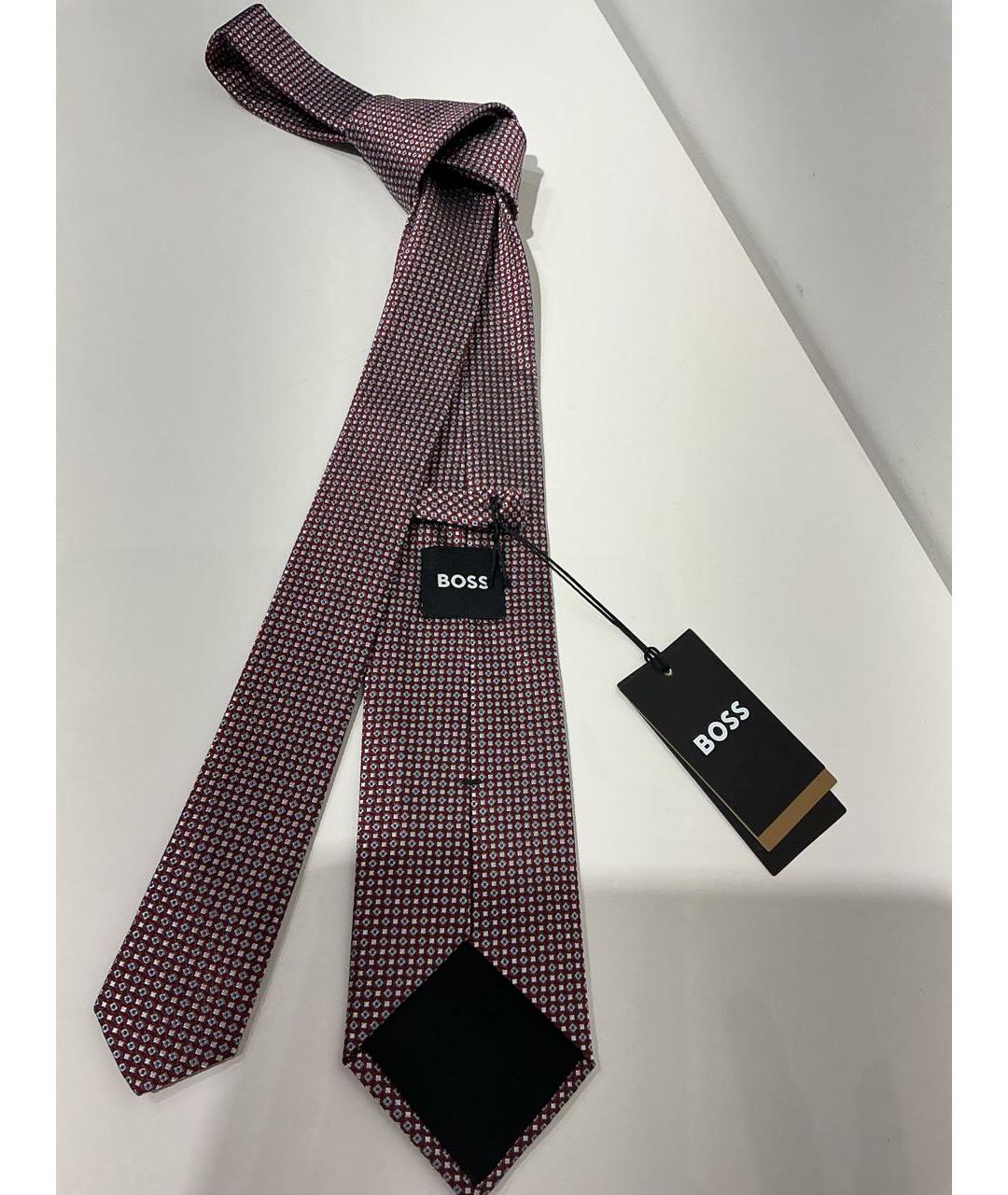 HUGO BOSS Бордовый шелковый галстук, фото 2