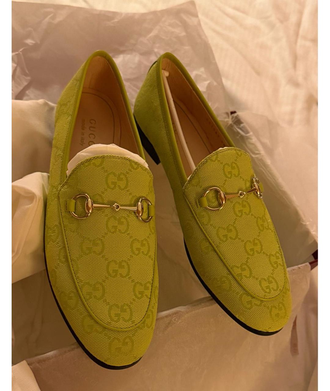 GUCCI Желтые текстильные шлепанцы, фото 2