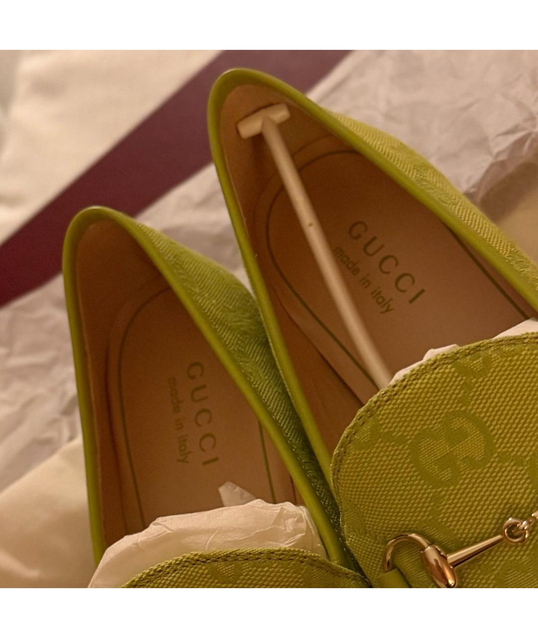 GUCCI Желтые текстильные шлепанцы, фото 4