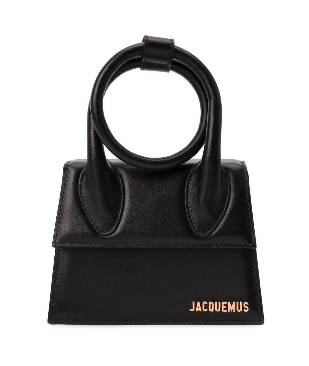 JACQUEMUS Черная кожаная сумка через плечо, фото 1
