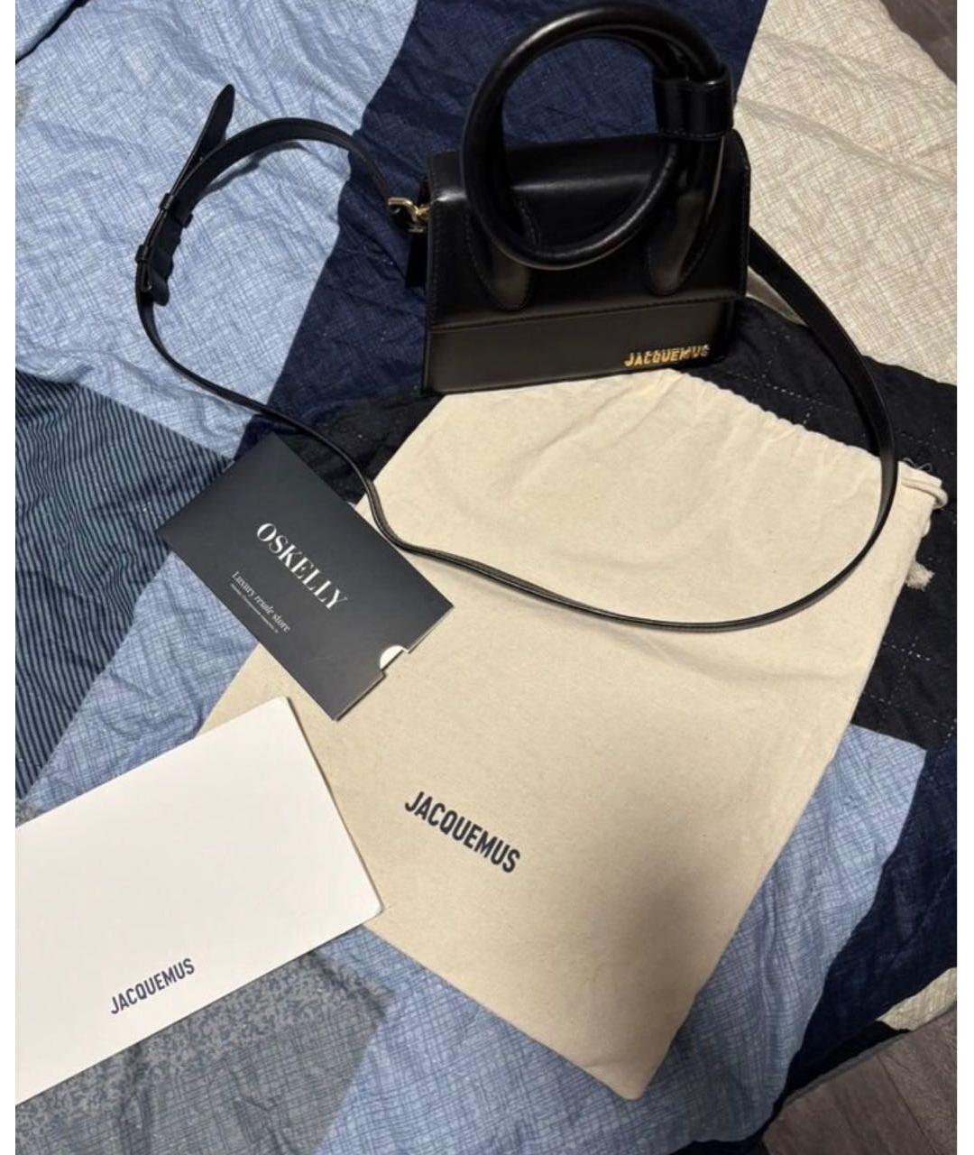 JACQUEMUS Черная кожаная сумка через плечо, фото 2