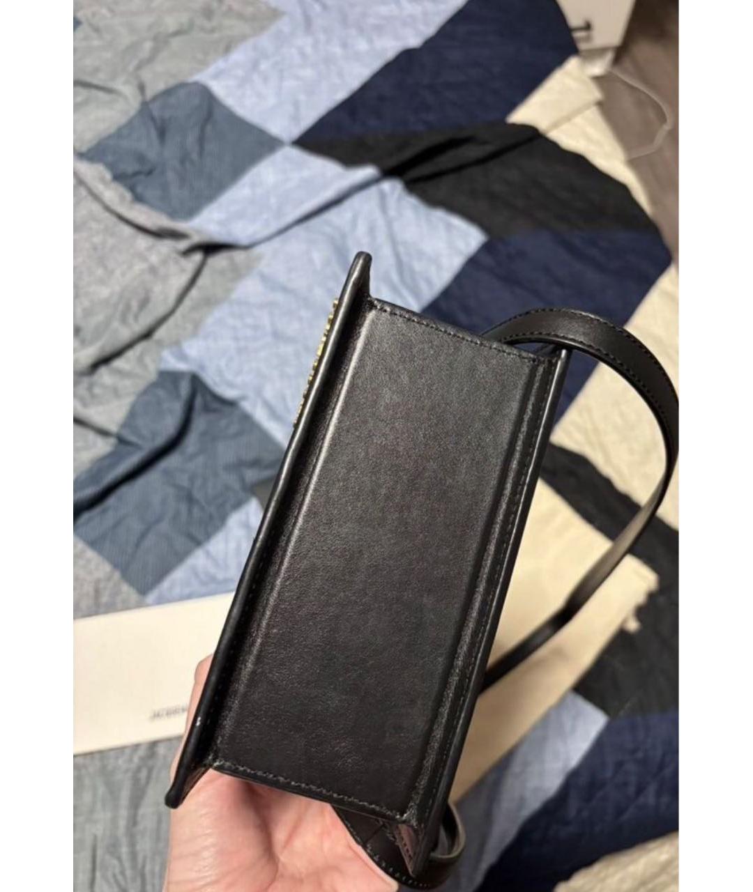 JACQUEMUS Черная кожаная сумка через плечо, фото 3
