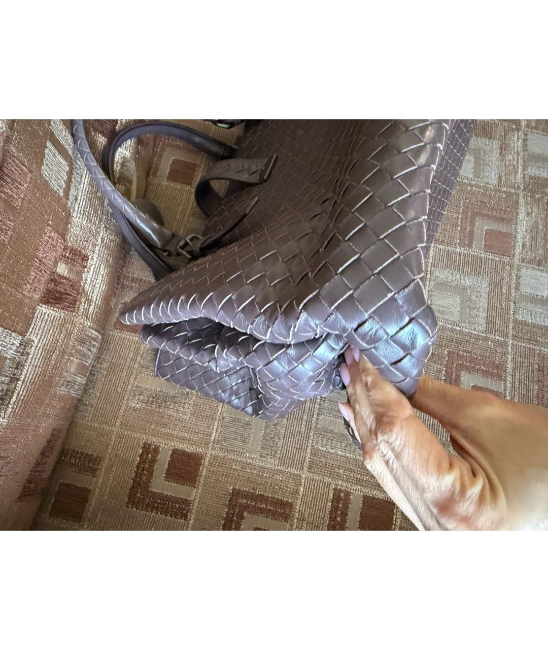 BOTTEGA VENETA Коричневая кожаная сумка с короткими ручками, фото 2