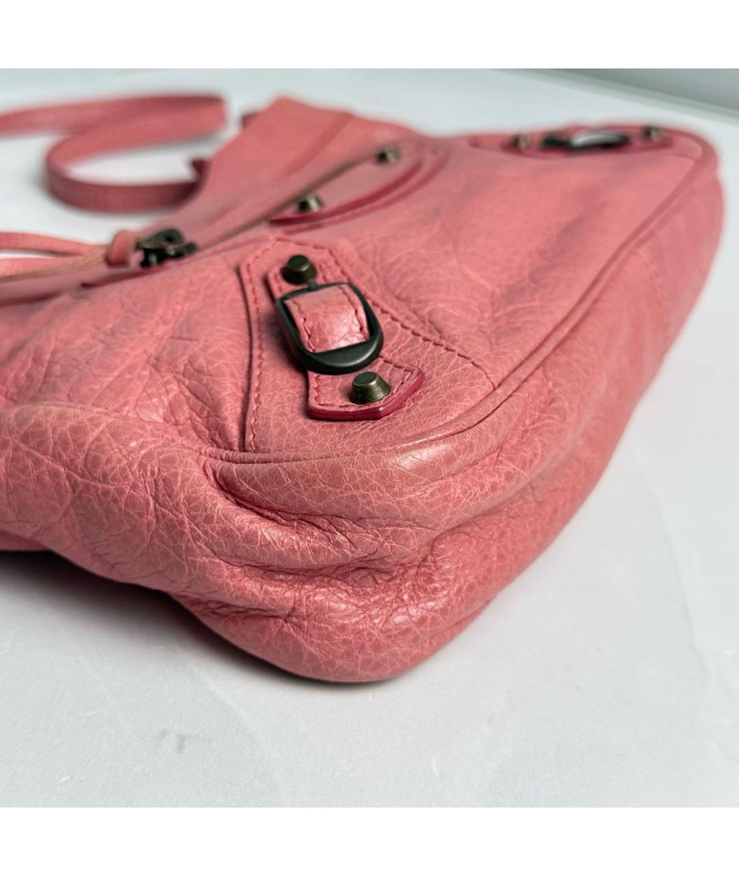 BALENCIAGA Розовая кожаная сумка с короткими ручками, фото 4