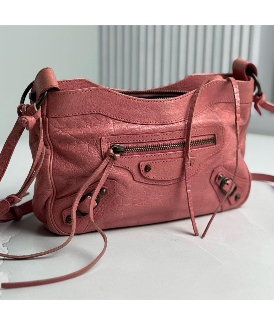 BALENCIAGA Розовая кожаная сумка с короткими ручками, фото 5