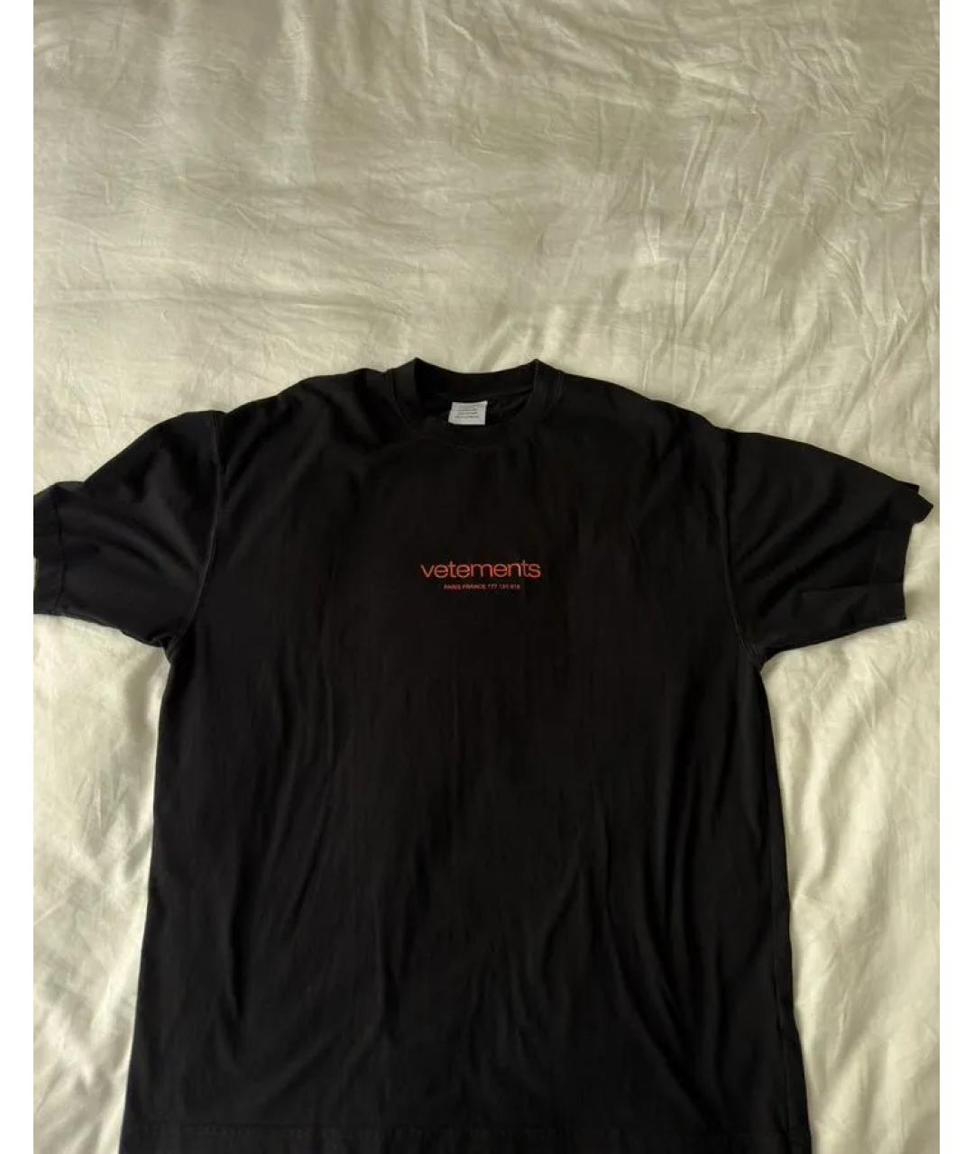 VETEMENTS Черная хлопковая футболка, фото 2