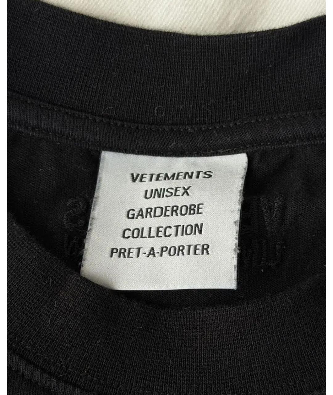 VETEMENTS Черная хлопковая футболка, фото 4