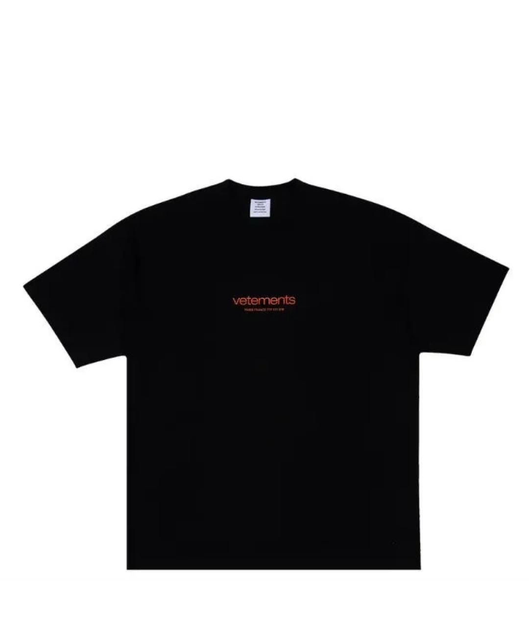 VETEMENTS Черная хлопковая футболка, фото 1
