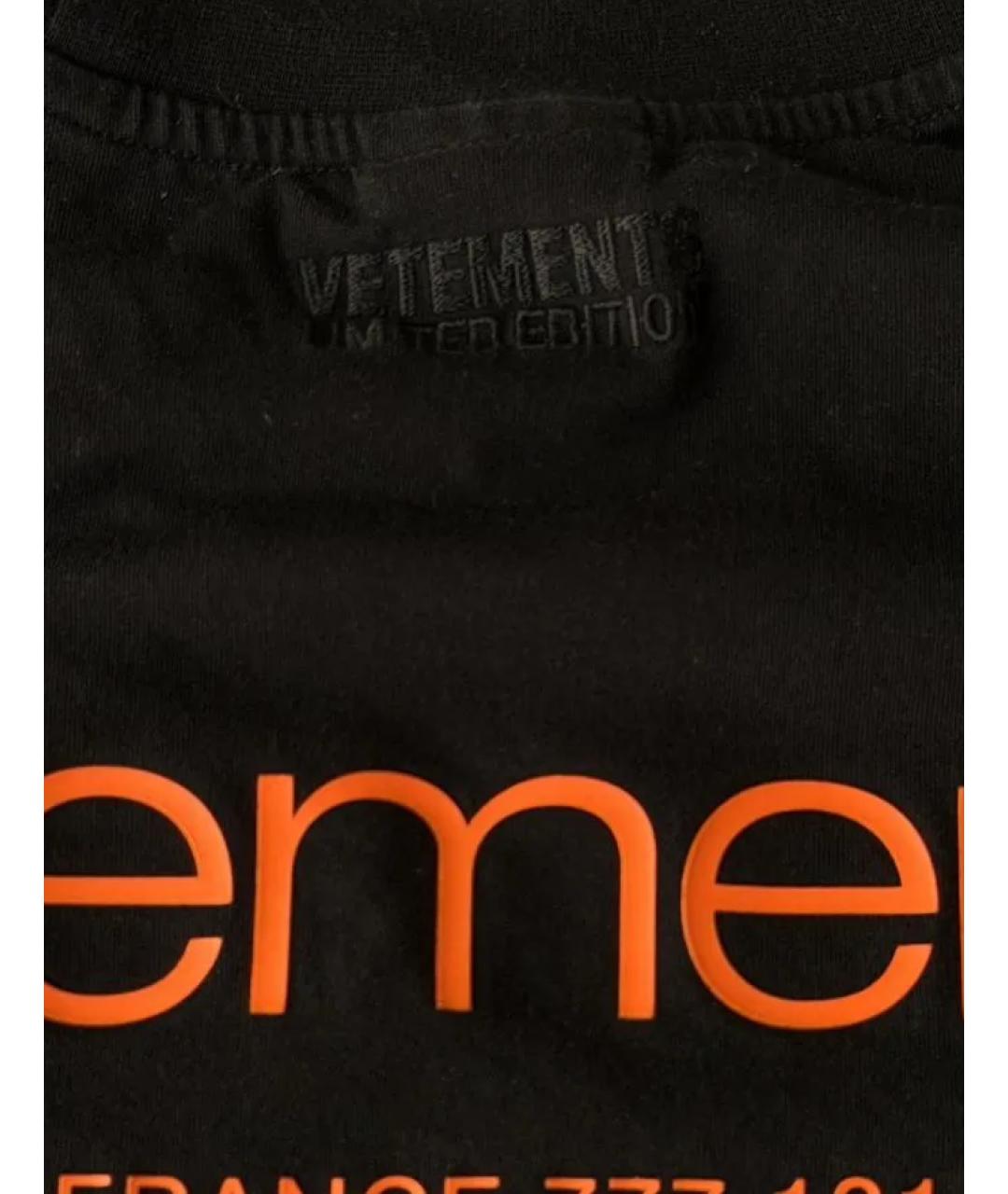VETEMENTS Черная хлопковая футболка, фото 7
