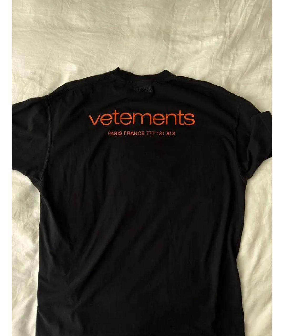 VETEMENTS Черная хлопковая футболка, фото 3