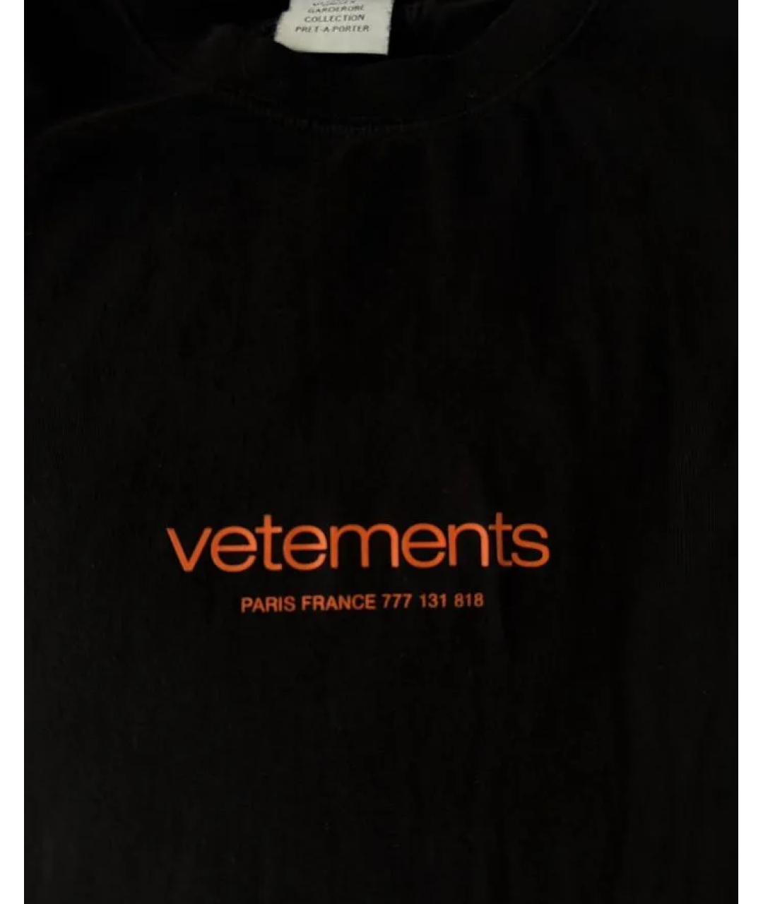 VETEMENTS Черная хлопковая футболка, фото 5