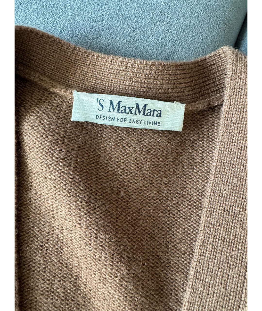 'S MAX MARA Коричневый шерстяной кардиган, фото 3