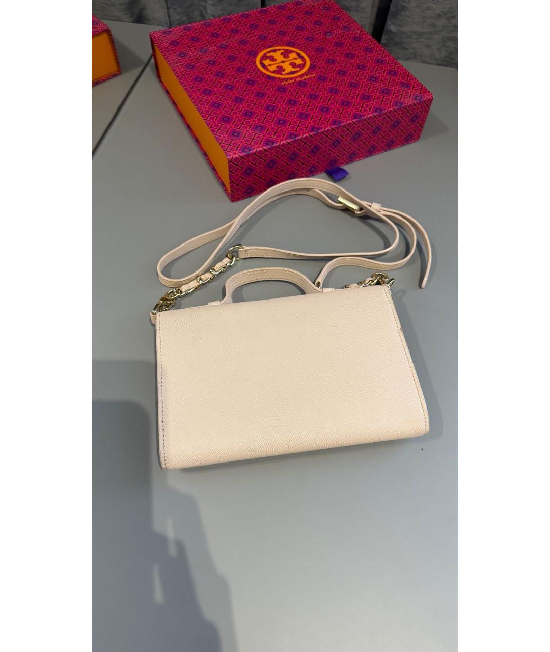 TORY BURCH Розовая кожаная сумка через плечо, фото 3