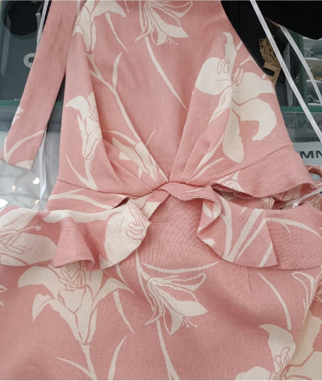 ZIMMERMANN Коралловое льняное повседневное платье, фото 4
