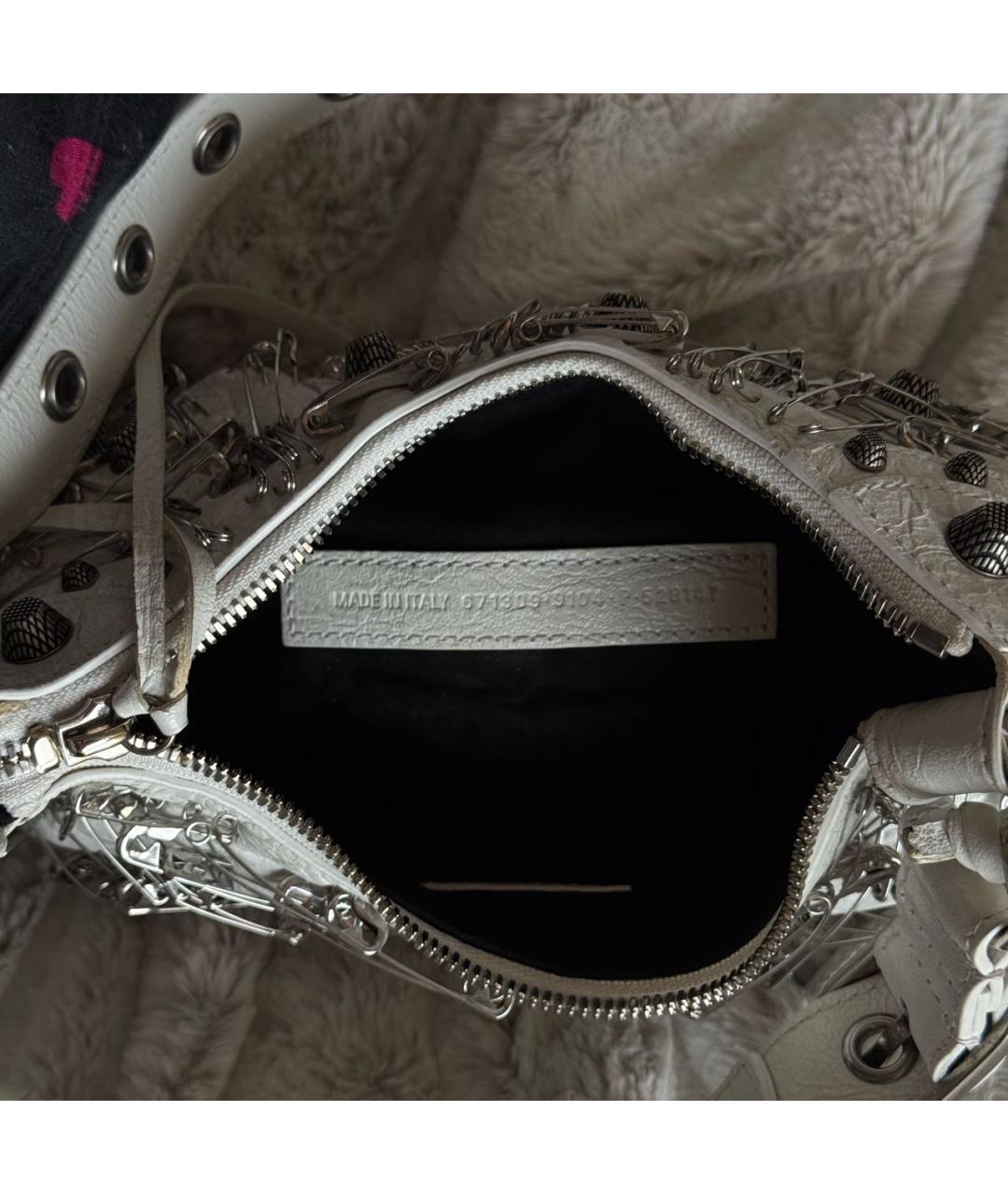 BALENCIAGA Белая кожаная сумка через плечо, фото 4