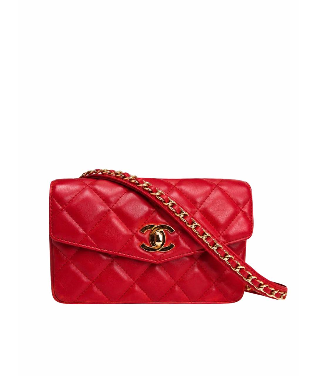 CHANEL Красная кожаная поясная сумка, фото 1