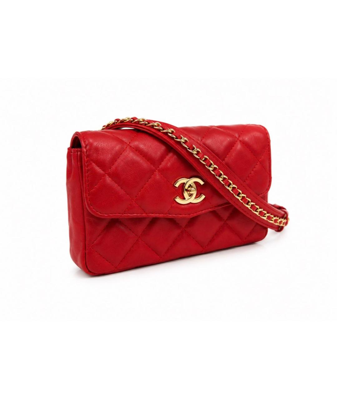 CHANEL Красная кожаная поясная сумка, фото 2